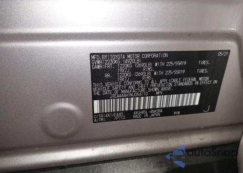 2021 Toyota Venza Limited из США, поврежденный, VIN JTEAAAAH1MJ054110